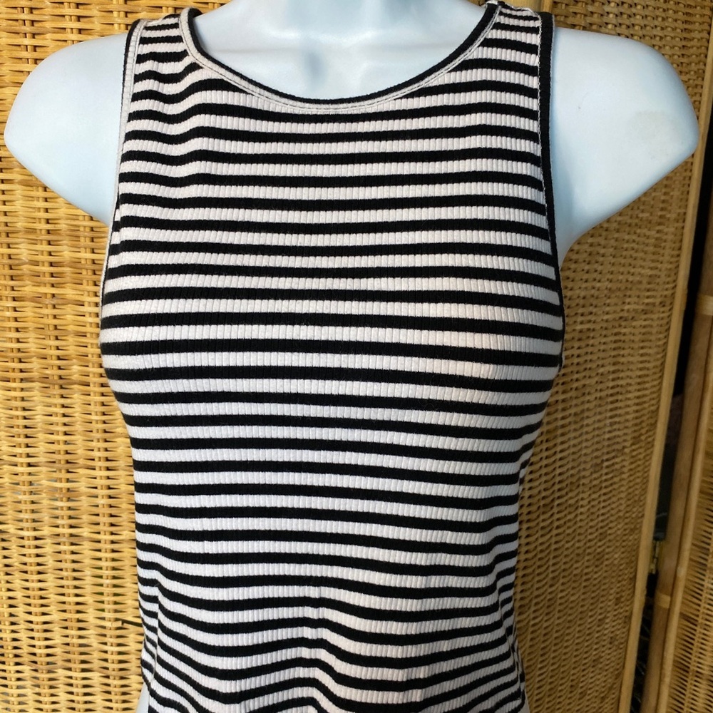 Striped Black and White Sleeveless Top